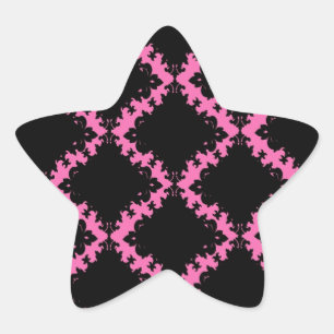 hot pink black diamond mod damask star sticker