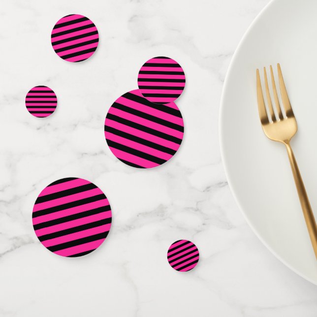 Hot Pink & Black Fashion Stripe Stripes Party Confetti (Group)