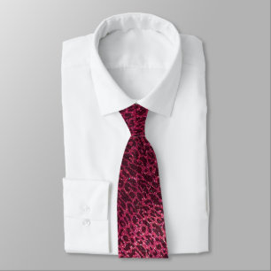 Hot Pink Black Glitter Professional Animal Print Tie