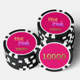 Hot Pink black gold 10000 striped poker chip