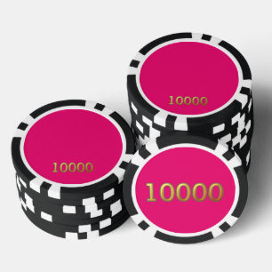 Hot Pink black gold 10000 striped poker chip