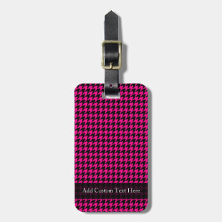 Hot Pink/Black Houndstooth Luggage Tag