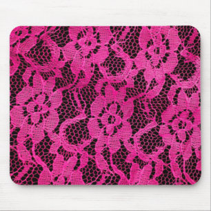 Hot Pink/Black Lace-Look Mouse Mat