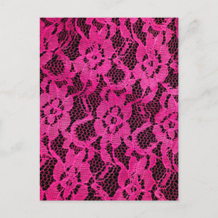 Hot Pink/Black Lace-Look Postcard