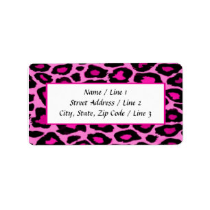 Hot Pink & Black Leopard Print Address Labels