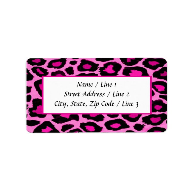 Hot Pink & Black Leopard Print Address Labels (Front)