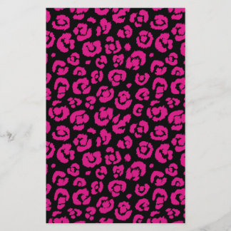 Hot Pink Black Leopard Print Stationery
