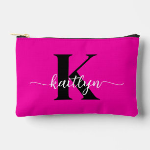 Hot Pink Black Monogram Accessory Pouch