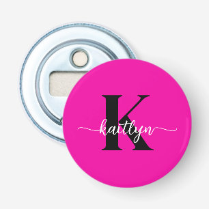 Hot Pink Black Monogram Bottle Opener
