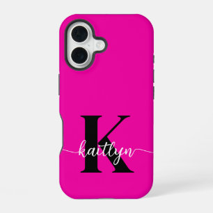 Hot Pink Black Monogram iPhone 16 Case