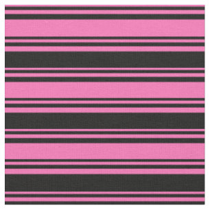 Hot Pink & Black Pattern of Stripes Fabric