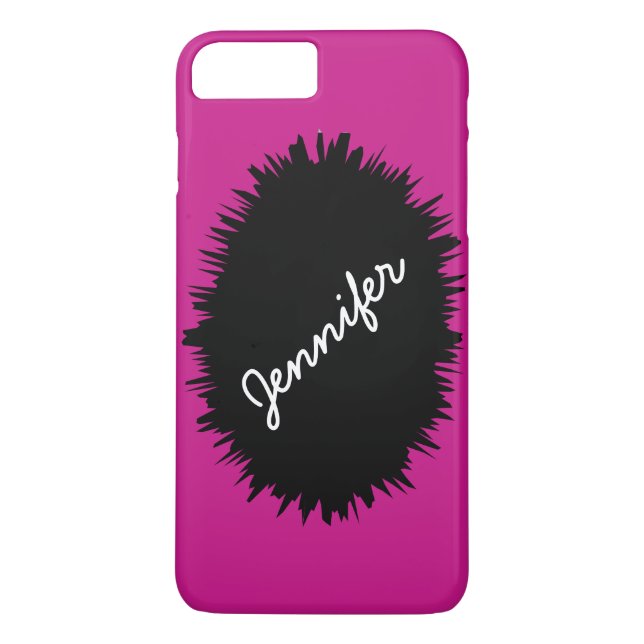Hot Pink & Black, Personalised Name, Exciting Case-Mate iPhone Case (Back)