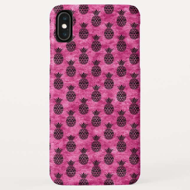 Hot Pink & Black Pineapple Tropical Summer Pattern Case-Mate iPhone Case (Back)