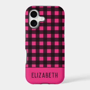Hot Pink Black Plaid Name