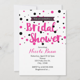 Hot Pink & Black Polka Dot BRIDAL SHOWER Invitation