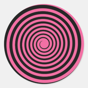 Hot Pink & Black Spiral Customised Template Classic Round Sticker