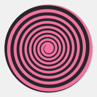 Hot Pink & Black Spiral Customised Template Classic Round Sticker