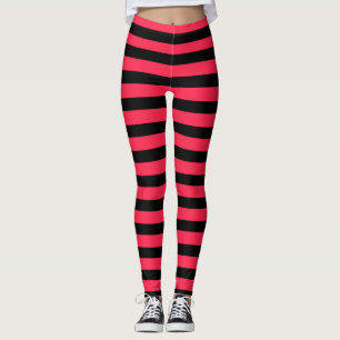Hot Pink Black Strawberry Costume Halloween Stripe Leggings