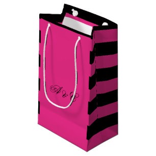 Hot Pink & Black Stripes Party Bags