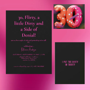 Hot Pink & Black Surprise 30th Birthday Party Invitation