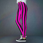 Hot Pink Black Vertical Wide Stripe Leggings<br><div class="desc">This black and hot pink pattern has vertical stripes.</div>