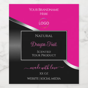 Hot Pink Black Wavy Silver and Logo Product Labels