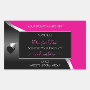 Hot Pink Black Wavy Silver Hearts Product Labels