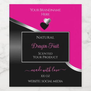 Hot Pink Black Wavy Silver Hearts Product Labels
