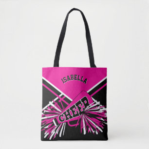 Hot Pink, Black & White Cheerleader Design Tote Bag