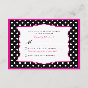 Hot Pink Black & White Polka Dot Wedding RSVP