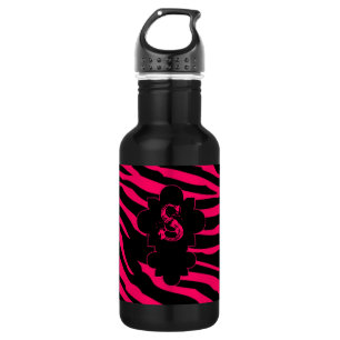 Hot Pink Black Zebra Print 32. oz. 532 Ml Water Bottle