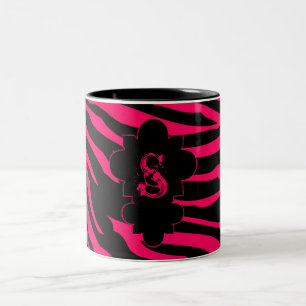 Hot Pink Black Zebra Print Animal Coffee Mug Cup