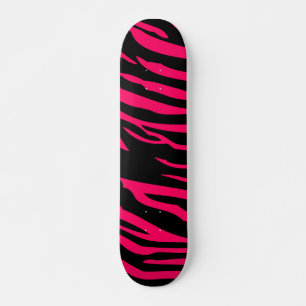 Hot Pink Black Zebra Print Animal Mini Skateboard