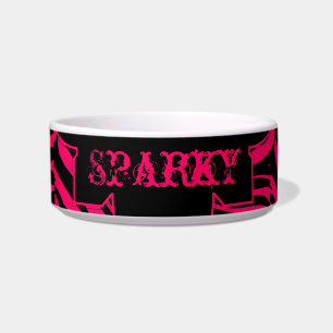 Hot Pink Black Zebra Print Animal Pet Food Bowl