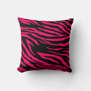 Hot Pink Black Zebra Print Couch Throw Pillow