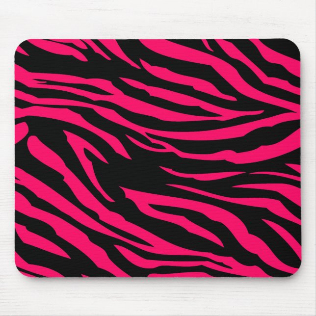 Hot Pink Black Zebra Print Personalised Mousepad (Front)