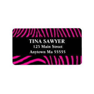 Hot Pink Black Zebra Return Address Labels