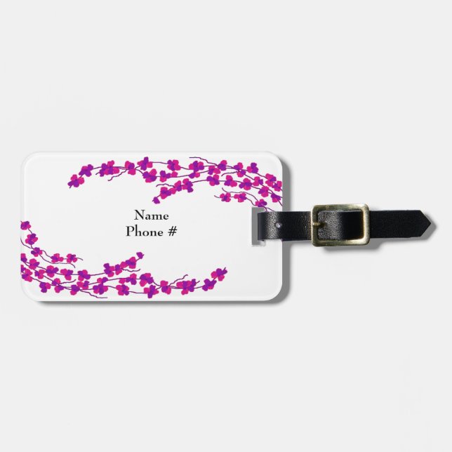 Hot Pink Blossoms Luggage Tag (Front Horizontal)
