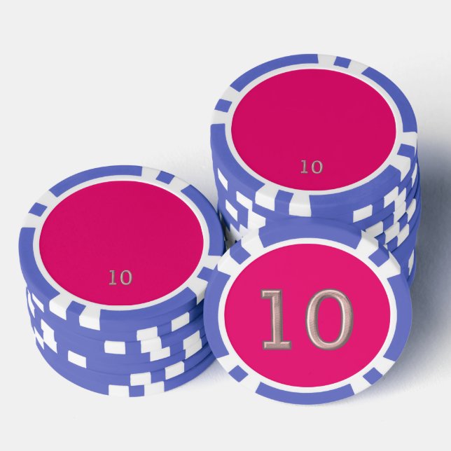 Hot Pink blue 10 striped poker chip (Stack)