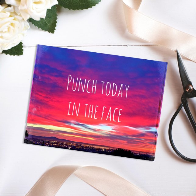 Hot Pink Blue Coastal Sunset Punch Today Quote Postcard (Creator Uploaded)
