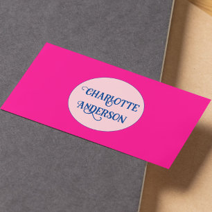 Hot Pink Blue Fashion Stylist Business Card