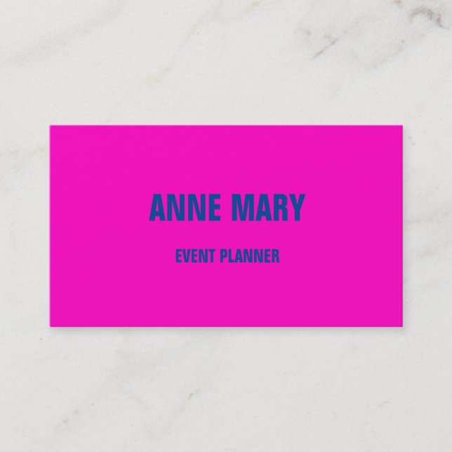Hot Pink Blue Modern Bold Bright Colourful Trendy Business Card (Front)