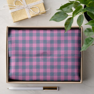 Hot Pink Blue Purple Gingham Pattern Geometric Tissue Paper