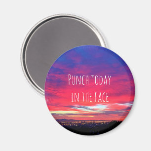 Hot Pink Blue Sunset Punch Today In The Face Bold Magnet