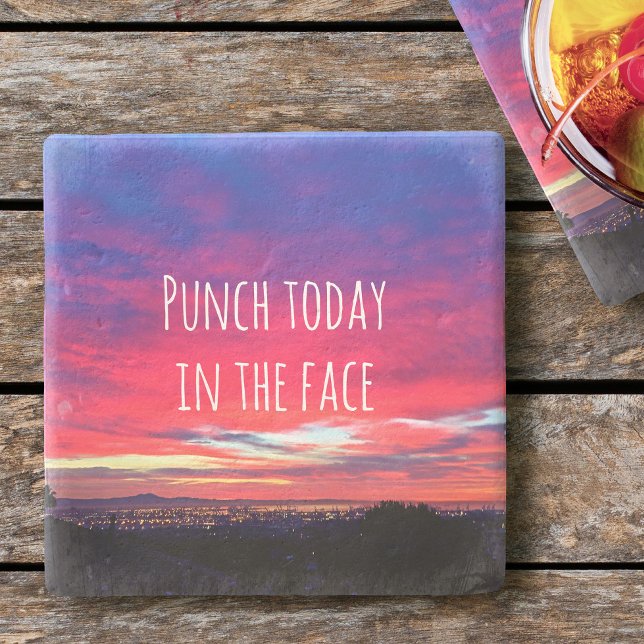 Hot Pink Blue Sunset Punch Today In The Face Bold  Stone Coaster (Creator Uploaded)