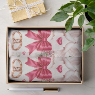 Hot Pink Blush Floral Wedding Gift Wrap with Doves Tissue Paper