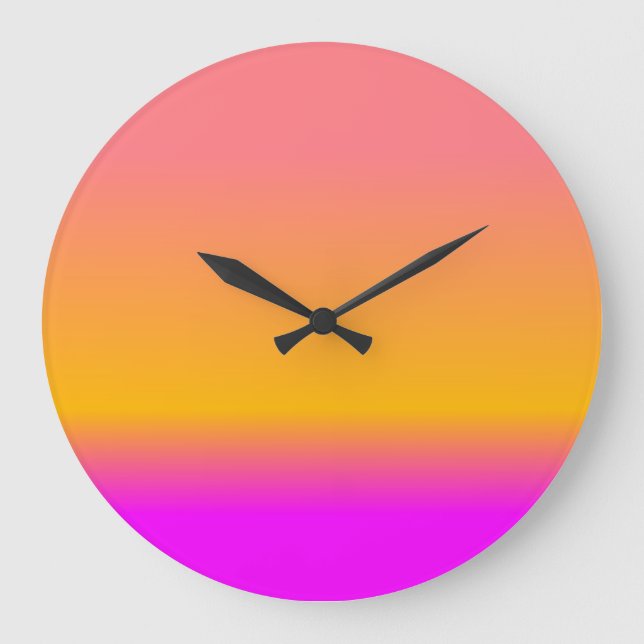 Hot Pink Blush Orange Yellow ombre Gradient Large Clock (Front)
