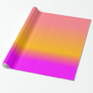 Hot Pink Blush Orange Yellow ombre Gradient Wrapping Paper