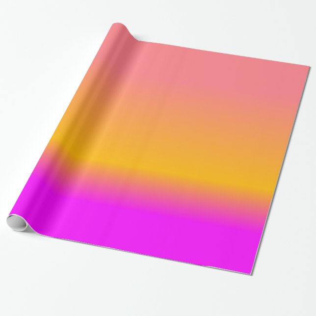 Hot Pink Blush Orange Yellow ombre Gradient Wrapping Paper (Unrolled)