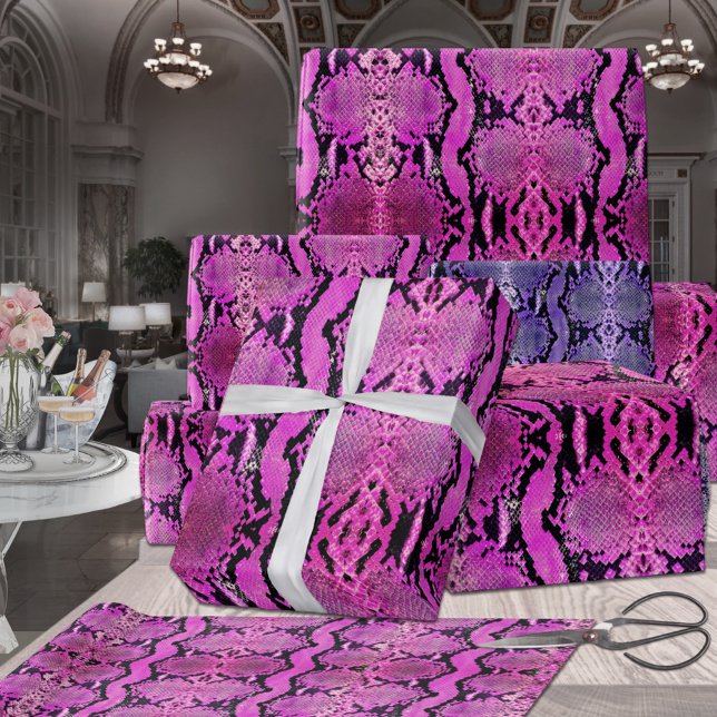 Hot Pink Boa Constrictor Snakeskin Wrapping Paper Sheet (Creator Uploaded)